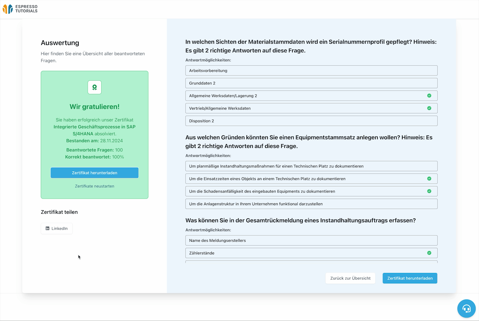 Teilen Sie Ihr Zertifikat online über LinkedIn.